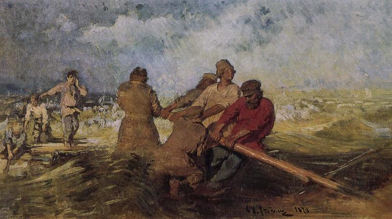 Ilia Efimovich Repin Volga River on the storm Germany oil painting art